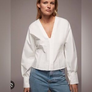 Zara button down darted corset blouse